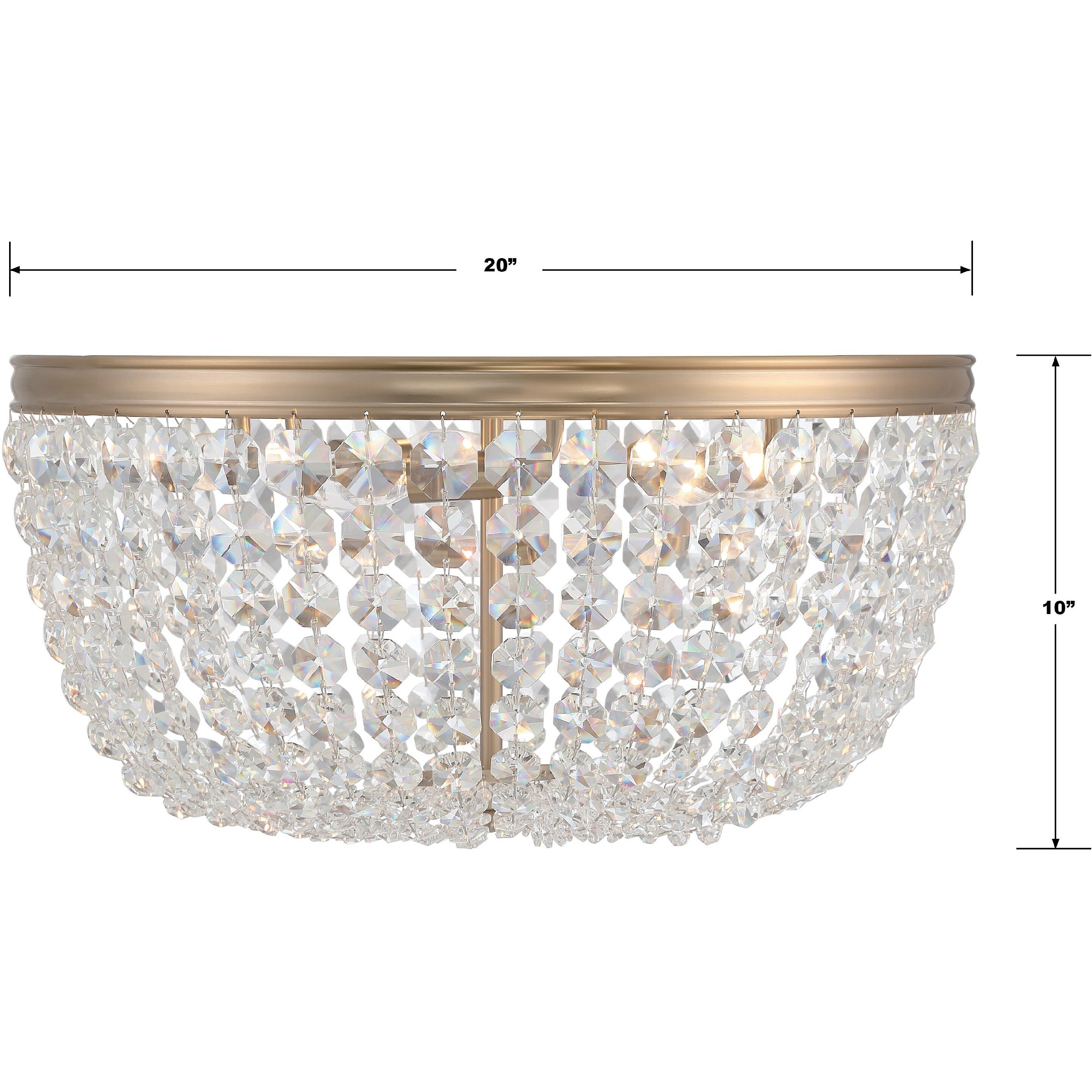 Nola 5 Light 20 inch Vibrant Gold Flush Ceiling Light