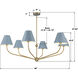 Xavier 6 Light 48 inch Vibrant Gold Chandelier Ceiling Light in Vibrant Gold and Blue
