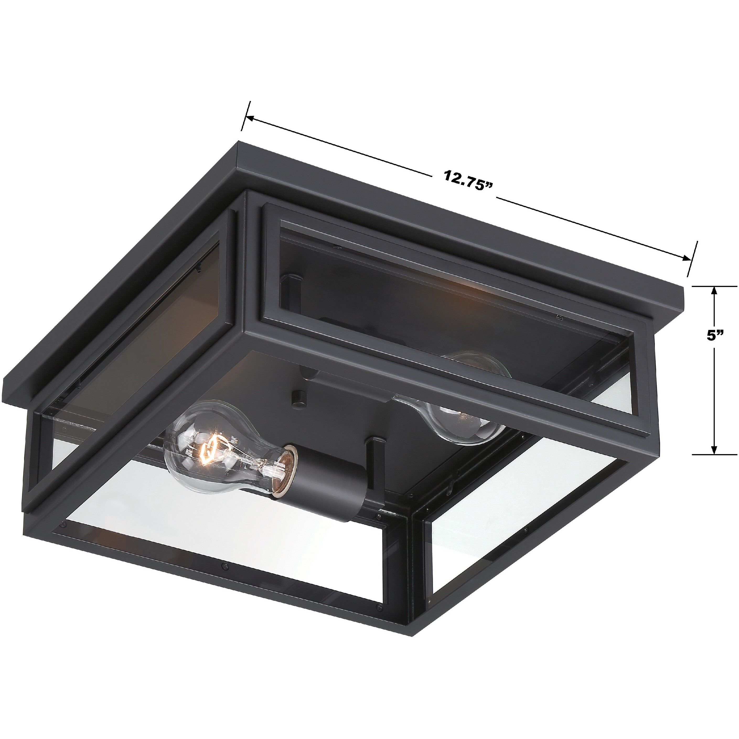 Byron 2 Light 5 inch Matte Black Outdoor Flush