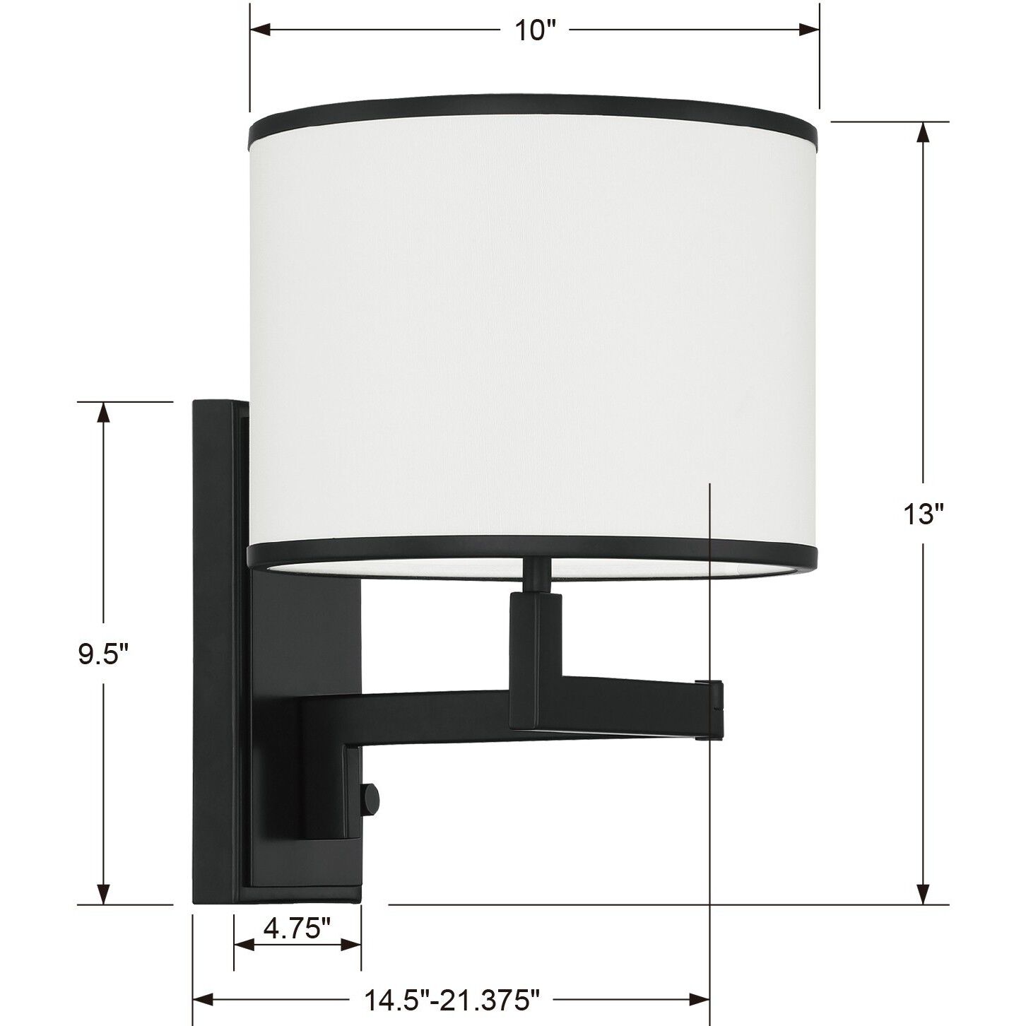 Madison 21.25 inch 60.00 watt Matte Black Task Sconce Wall Light