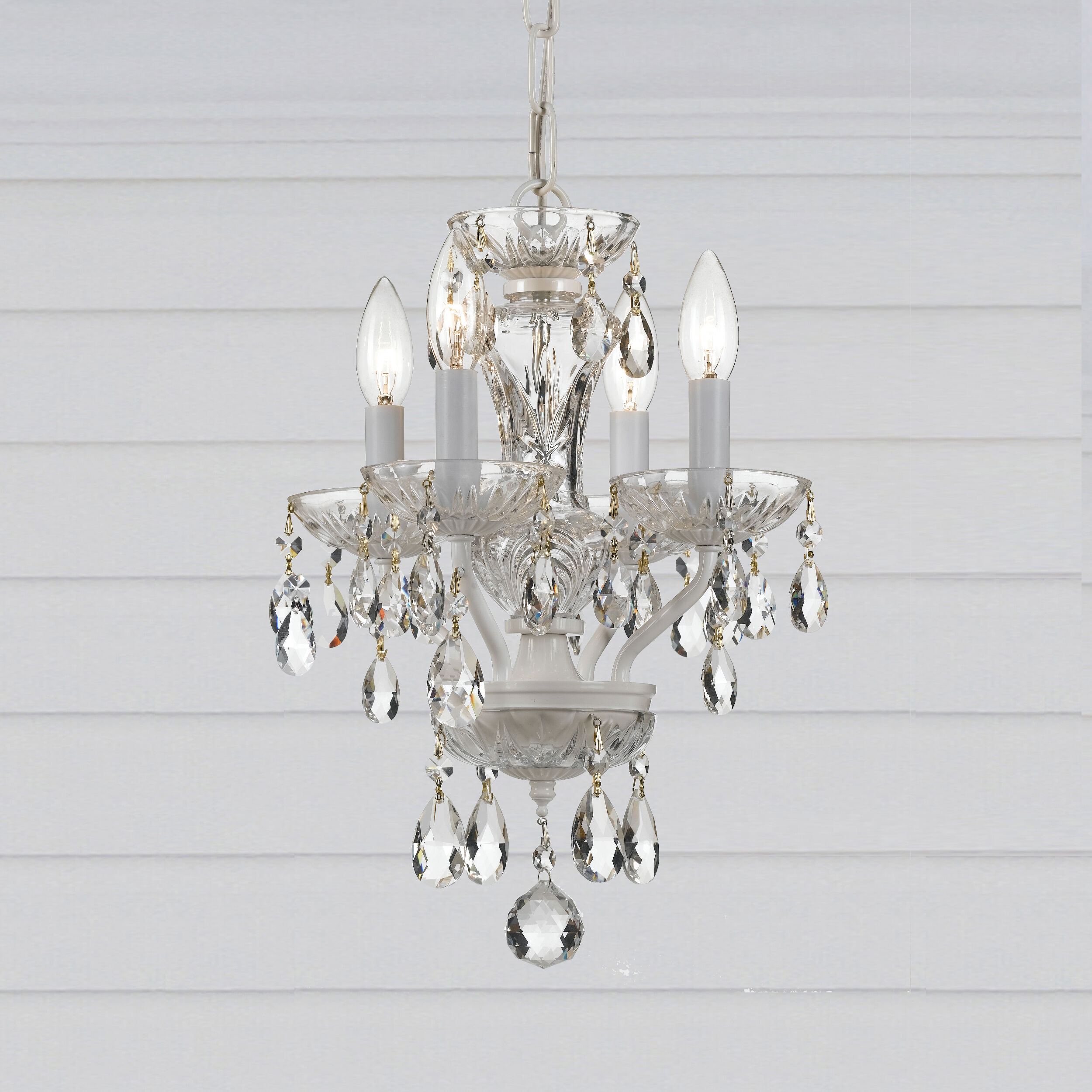 Welton 4 Light 11 inch Wet White Mini Chandelier Ceiling Light in Clear Spectra