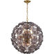 Esme 9 Light 22.5 inch Aged Brass Chandelier Ceiling Light in Floral Glass Petals Smoked
