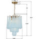 Ollie 4 Light 14.25 inch Aged Brass Chandelier Ceiling Light in Sand Glass Blue