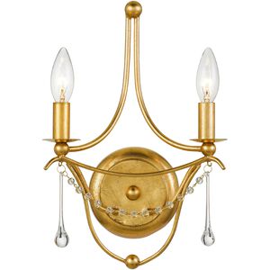 Metro 2 Light 10 inch Antique Gold Wall Sconce Wall Light