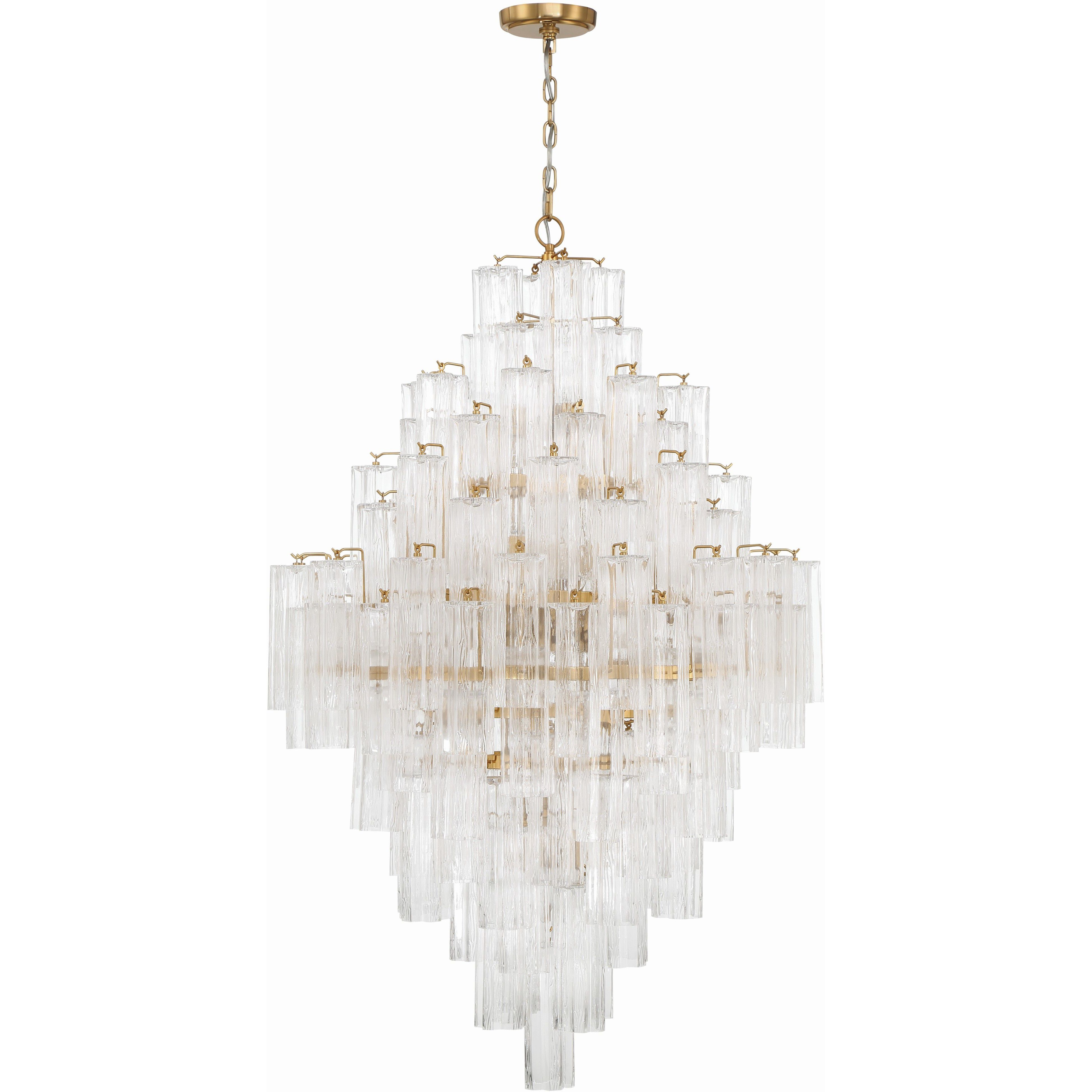 Addis 20 Light 31.5 inch Aged Brass Chandelier Ceiling Light in Tronchi Glass Clear