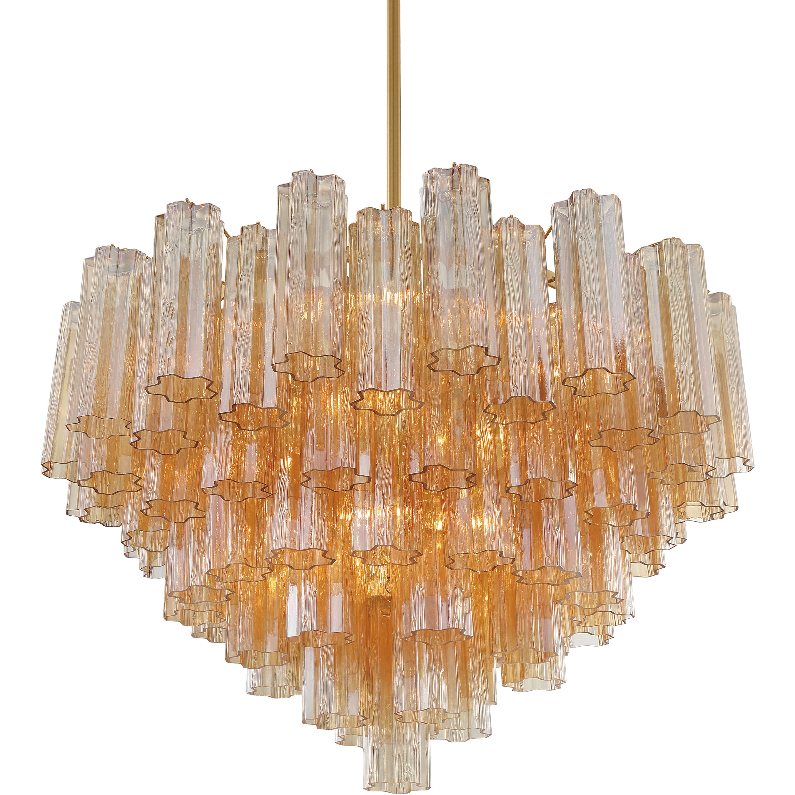 Addis 16 Light 32 inch Aged Brass Chandelier Ceiling Light in Tronchi Glass Amber