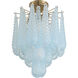 Ollie 4 Light 14.25 inch Aged Brass Semi Flush Ceiling Light in Sand Glass Blue
