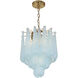 Ollie 4 Light 14.25 inch Aged Brass Chandelier Ceiling Light in Sand Glass Blue