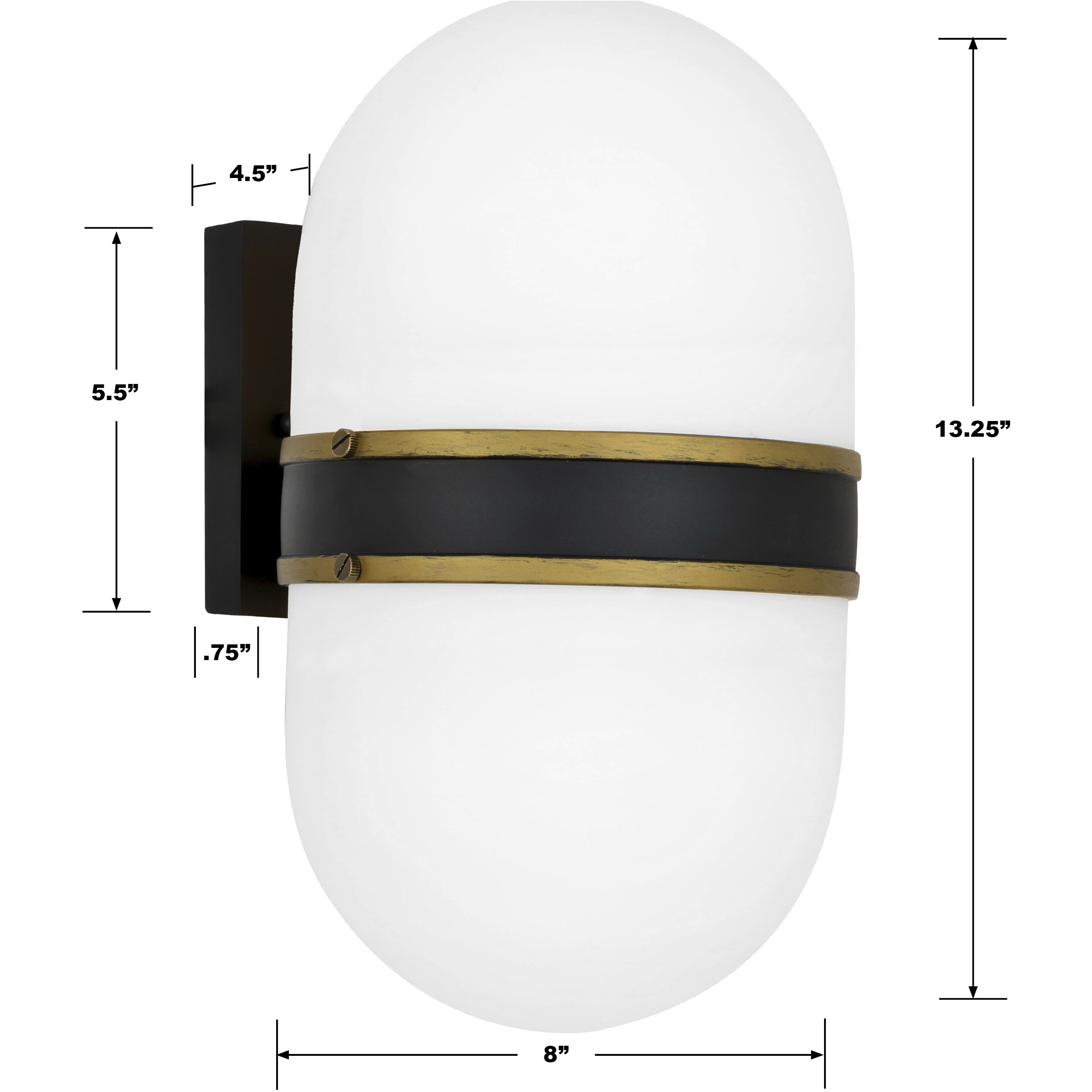 Capsule 2 Light 13.25 inch Matte Black/Textured Gold Outdoor Sconce