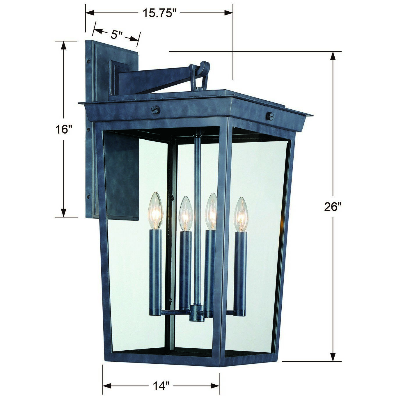 Belmont 4 Light 26 inch Graphite Outdoor Sconce