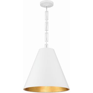 Alston 3 Light 18 inch Matte White/Antique Gold Pendant Ceiling Light in Matte White and Antique Gold