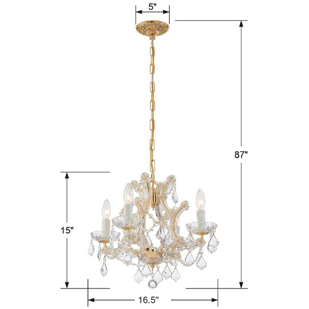 Maria Theresa 4 Light 16.5 inch Gold Mini Chandelier Ceiling Light in Clear Spectra