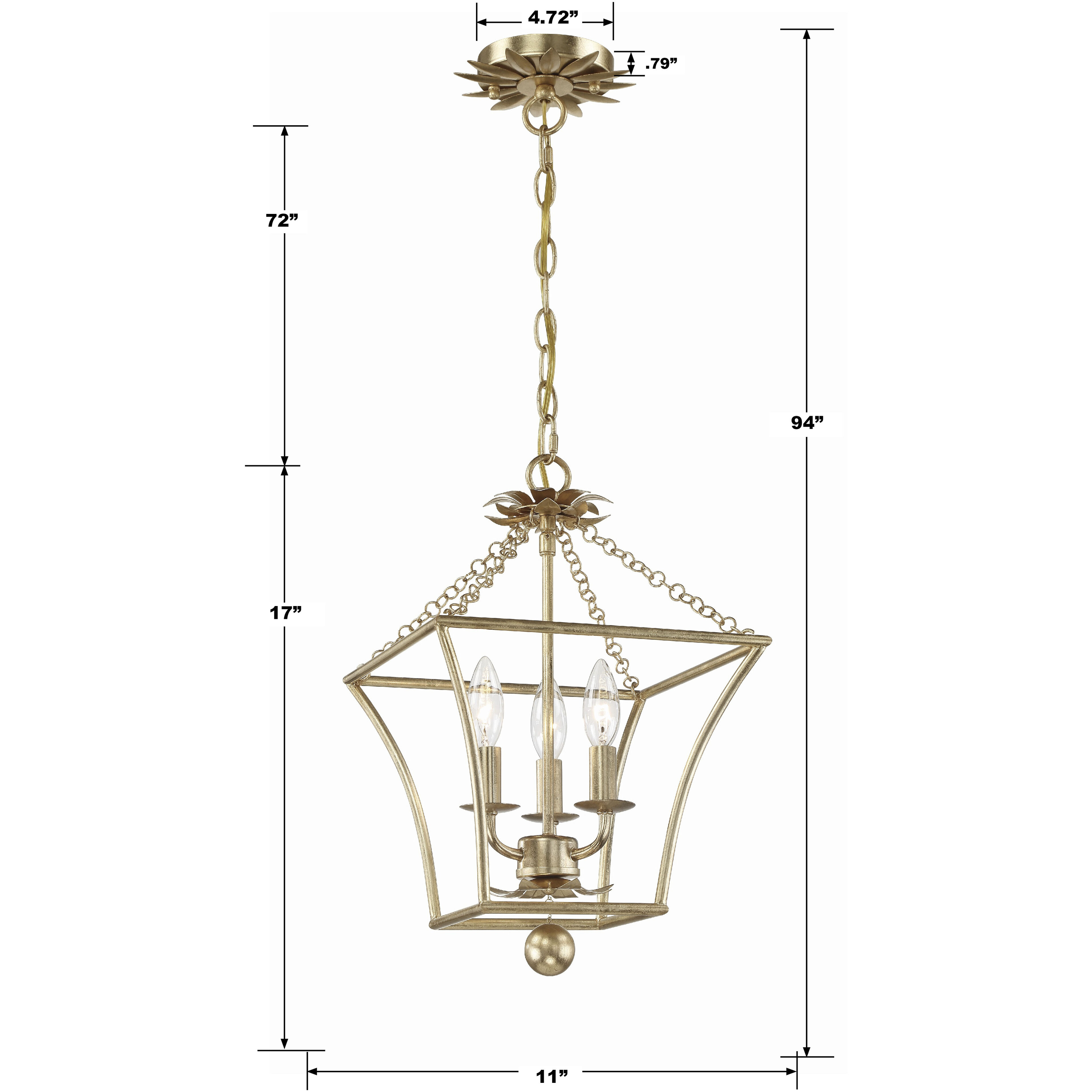 Broche 3 Light 11 inch Antique Gold Mini Chandelier Ceiling Light