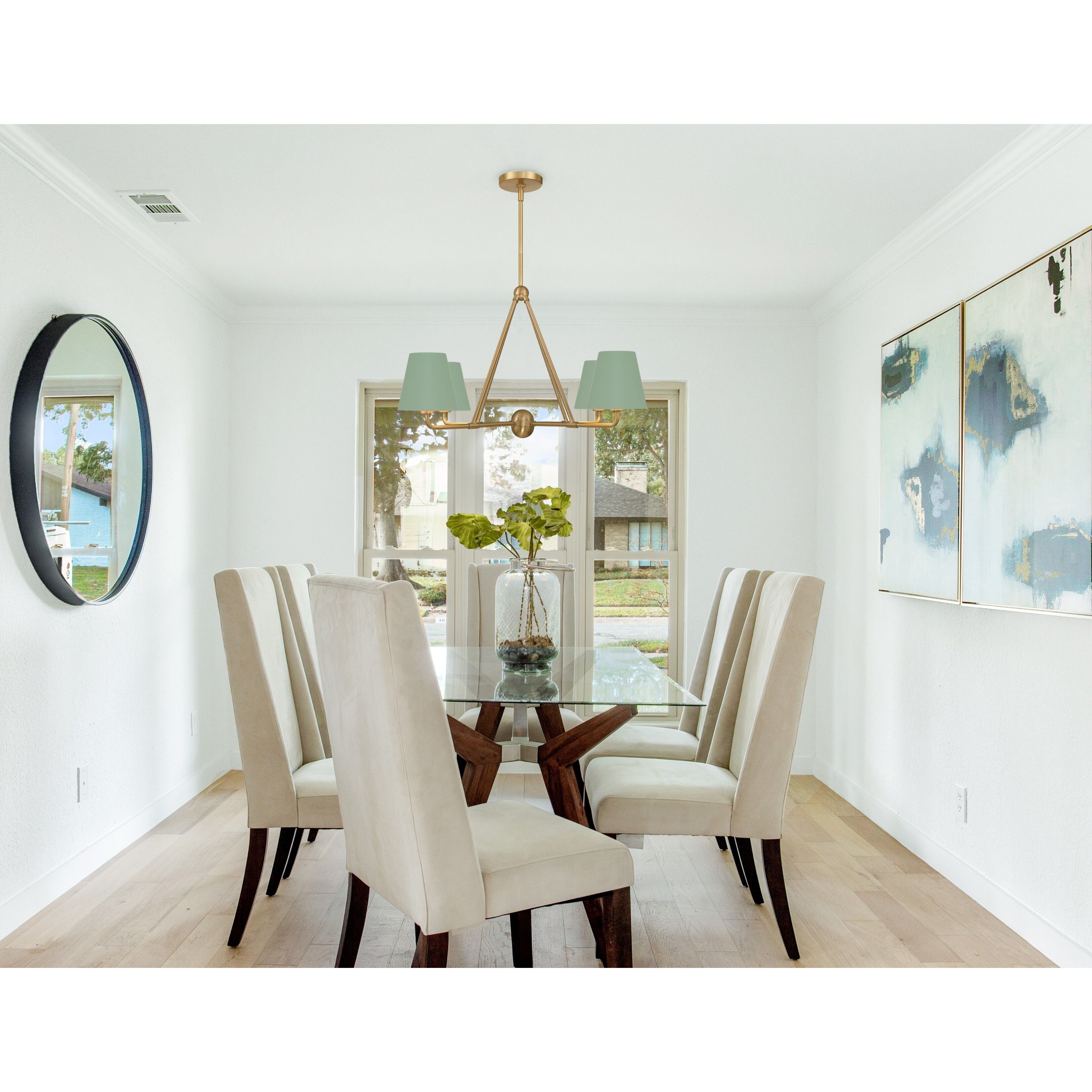 Xavier 4 Light 31.75 inch Vibrant Gold Chandelier Ceiling Light in Vibrant Gold and Green