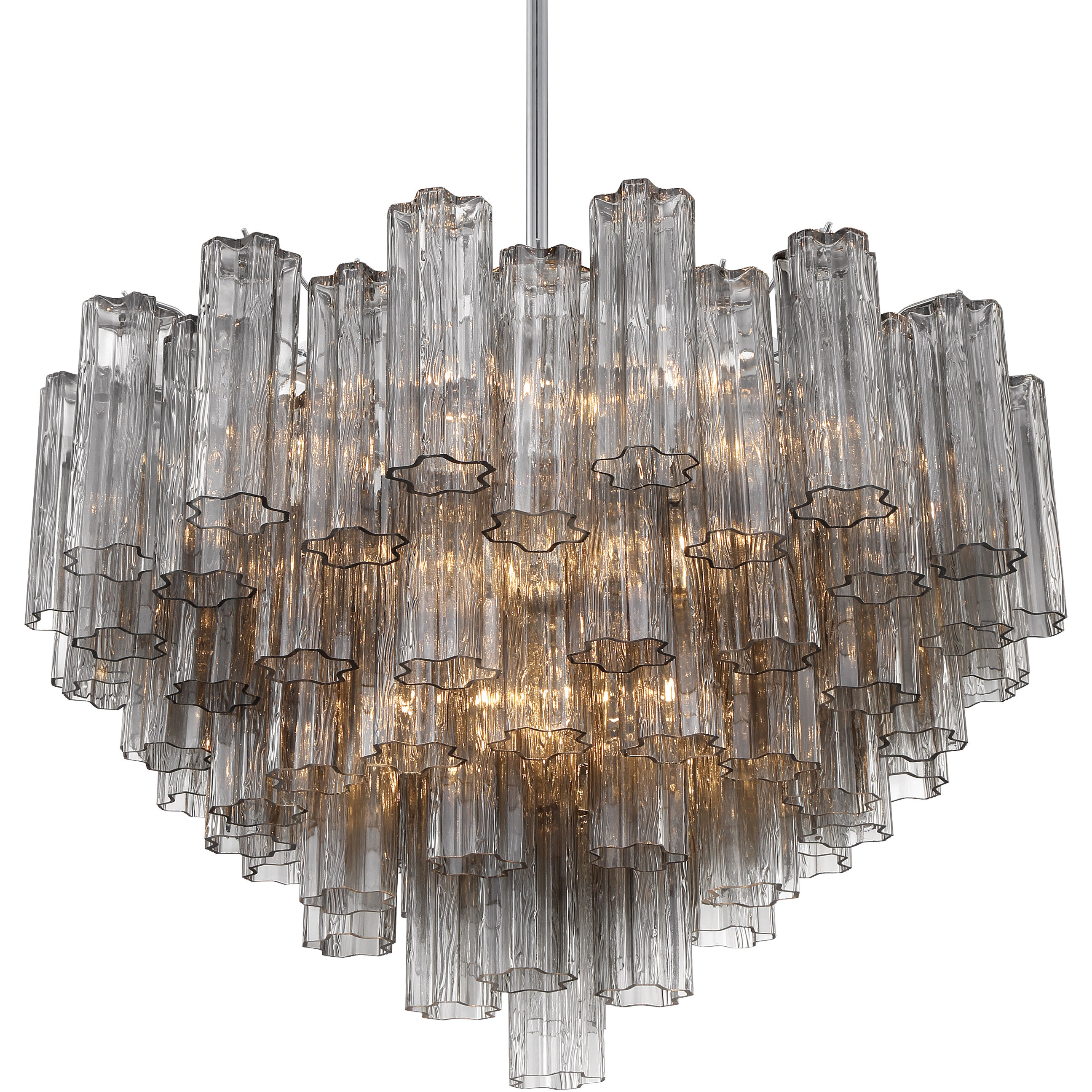 Addis 16 Light 32 inch Polished Chrome Chandelier Ceiling Light in Tronchi Glass Smoke