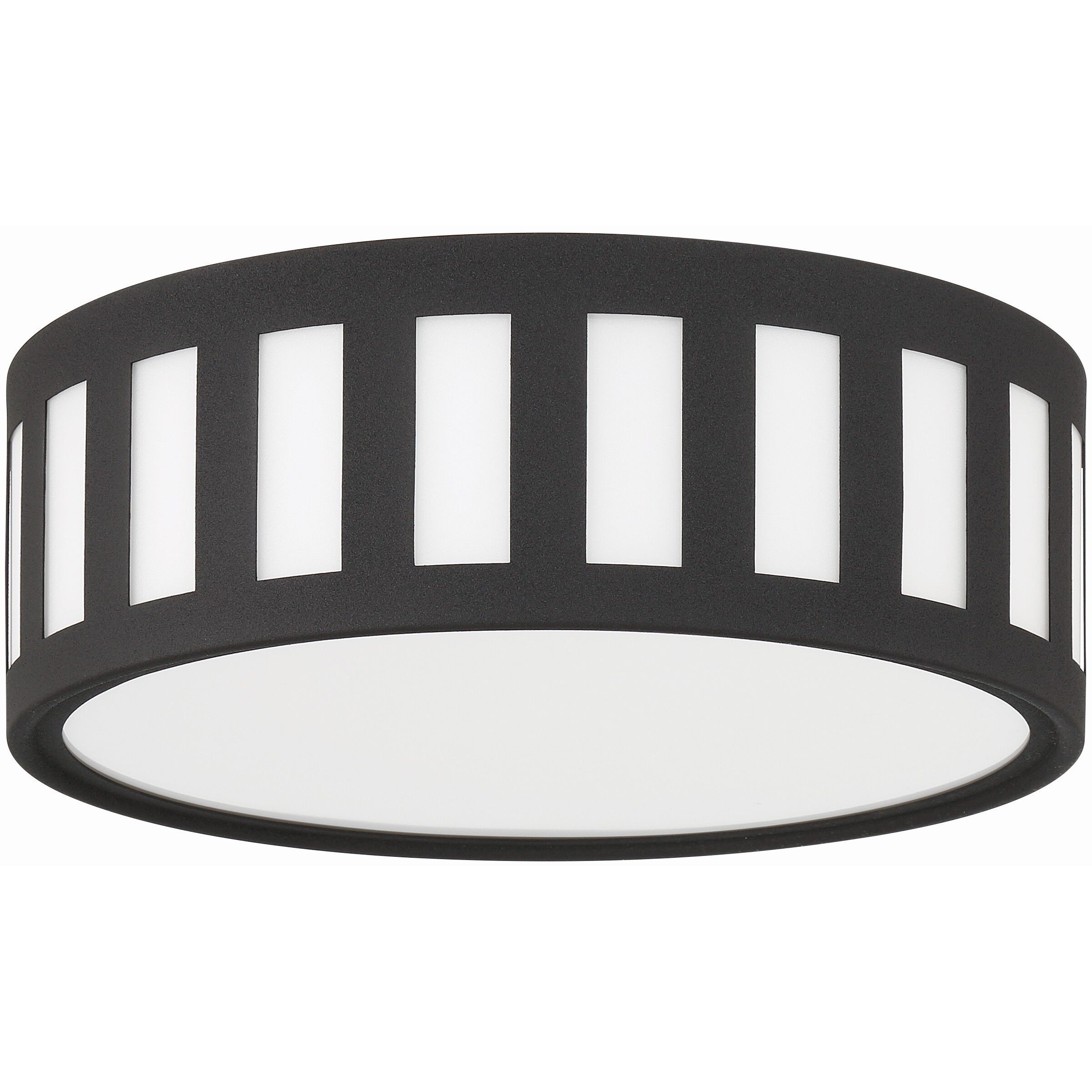 Kendal 3 Light 14 inch Black Forged Flush Ceiling Light