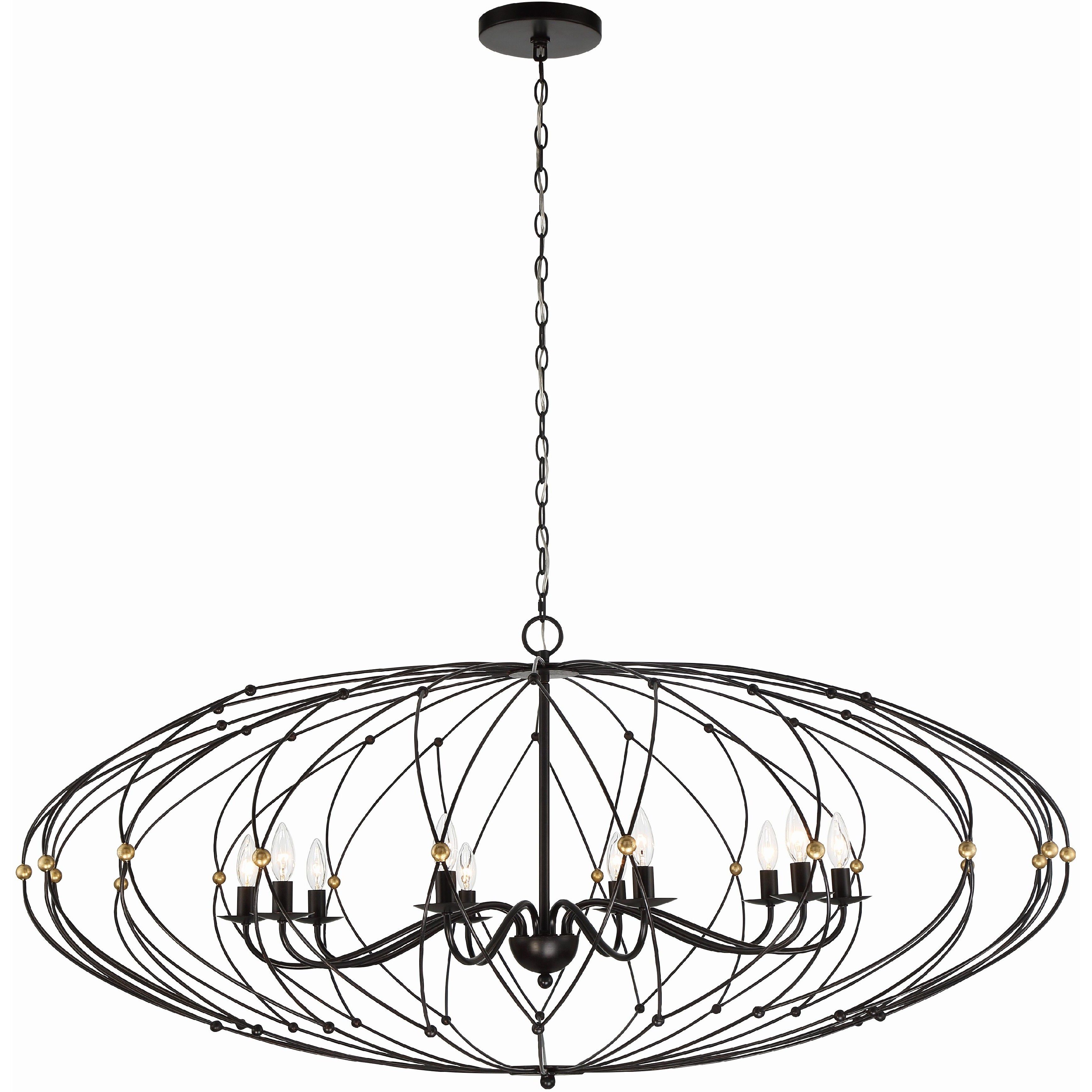 Zucca 10 Light 58 inch English Bronze and Antique Gold Chandelier Ceiling Light