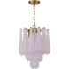 Ollie 4 Light 14.25 inch Aged Brass Chandelier Ceiling Light in Sand Glass Blush