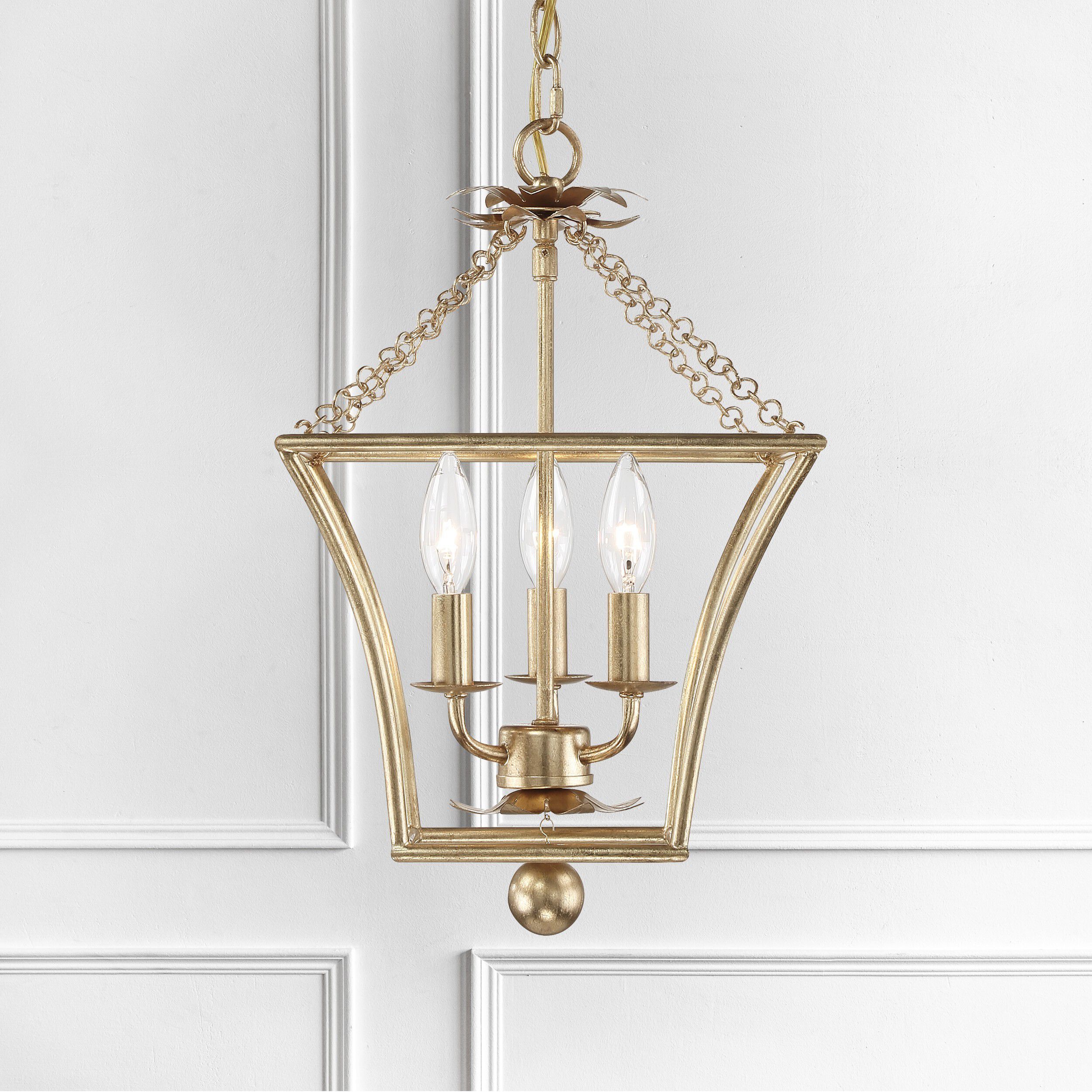 Broche 3 Light 11 inch Antique Gold Mini Chandelier Ceiling Light