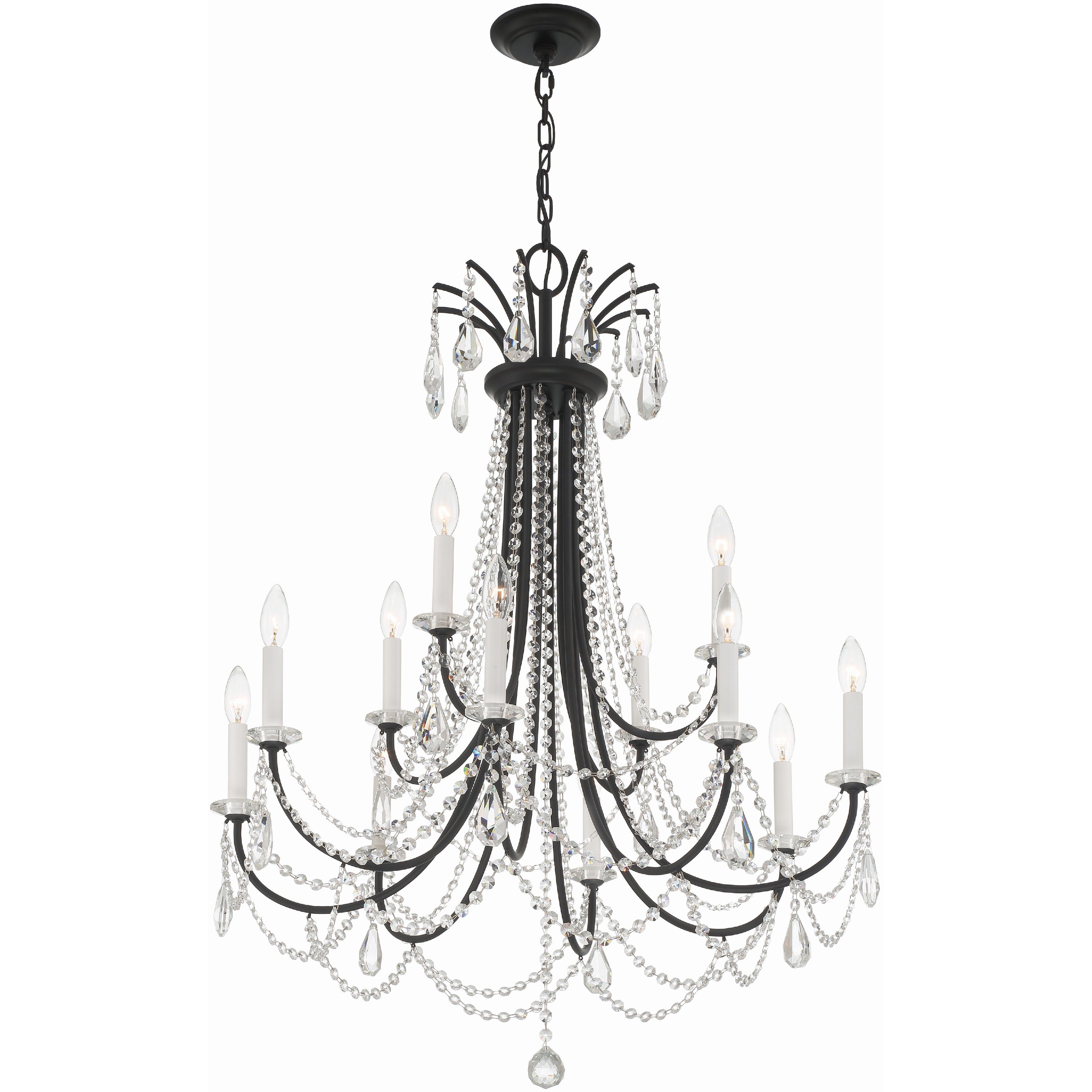 Karrington 12 Light 30 inch Matte Black Chandelier Ceiling Light