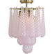 Ollie 4 Light 14.25 inch Aged Brass Semi Flush Ceiling Light in Sand Glass Blush