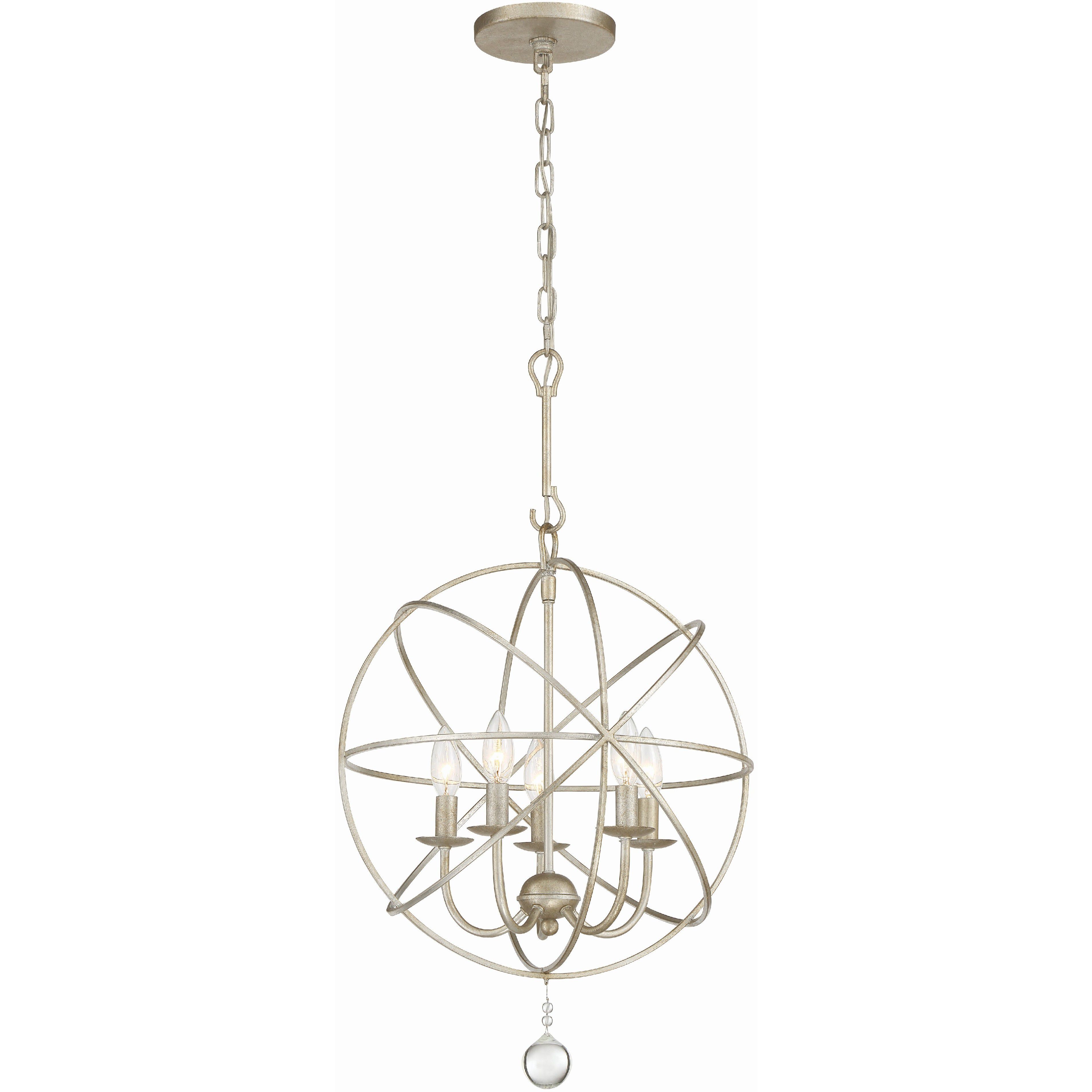 Solaris 5 Light 17 inch Olde Silver Mini Chandelier Ceiling Light