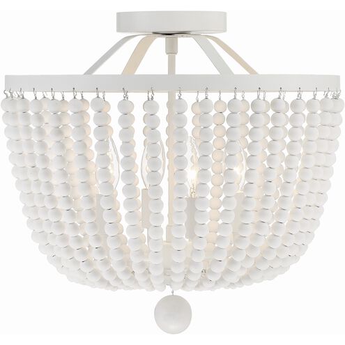 Rylee 4 Light 16.5 inch Matte White Semi Flush Ceiling Light in White Wood
