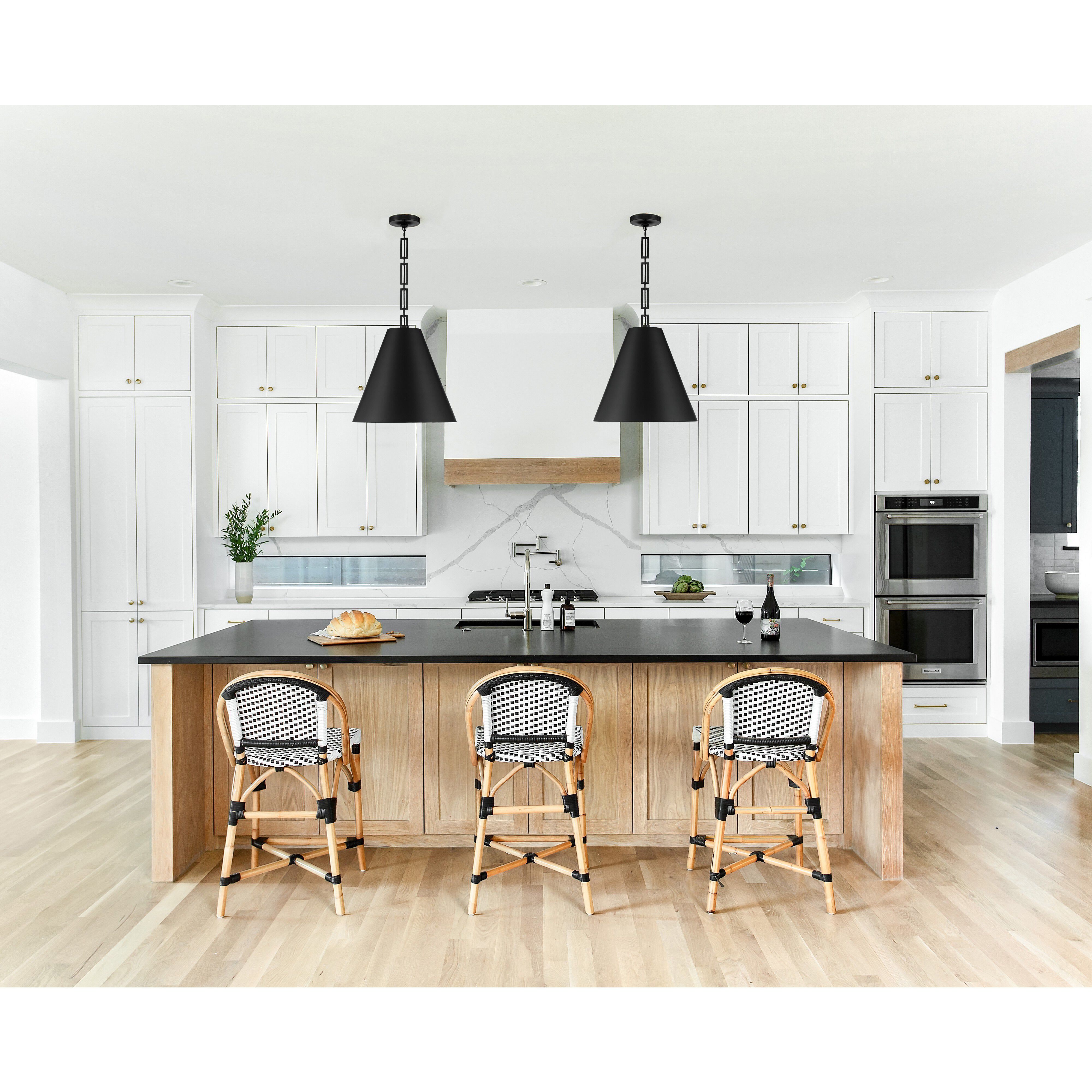 Alston 3 Light 18 inch Matte Black/Antique Gold Pendant Ceiling Light in Matte Black and Antique Gold