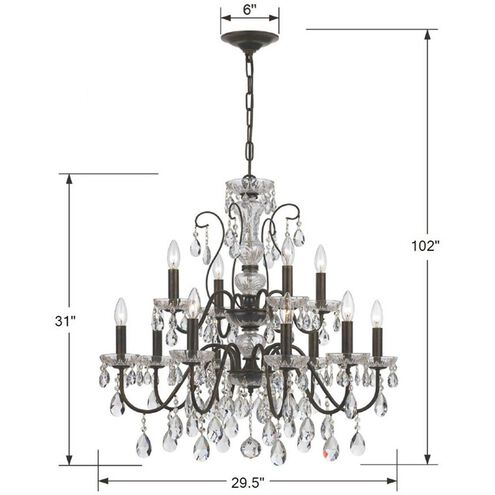 Butler 12 Light 29 inch English Bronze Chandelier Ceiling Light in Clear Spectra
