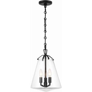 Voss 3 Light 11 inch Matte Black Mini Chandelier Ceiling Light