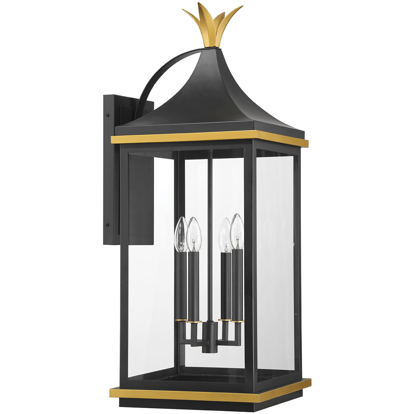 Simpson 4 Light 31.5 inch Matte Black and Textured Gold Outdoor Sconce