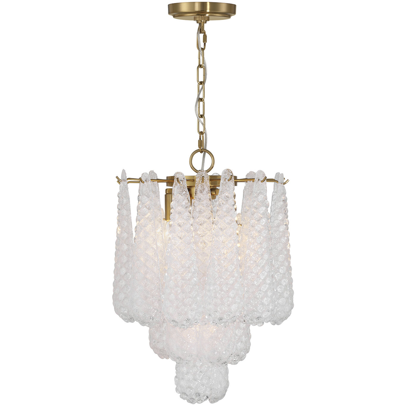 Ollie 4 Light 14.25 inch Aged Brass Chandelier Ceiling Light in Sand Glass Clear