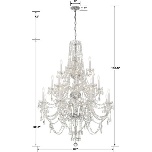Traditional Crystal 20 Light 38 inch Polished Chrome Chandelier Ceiling Light