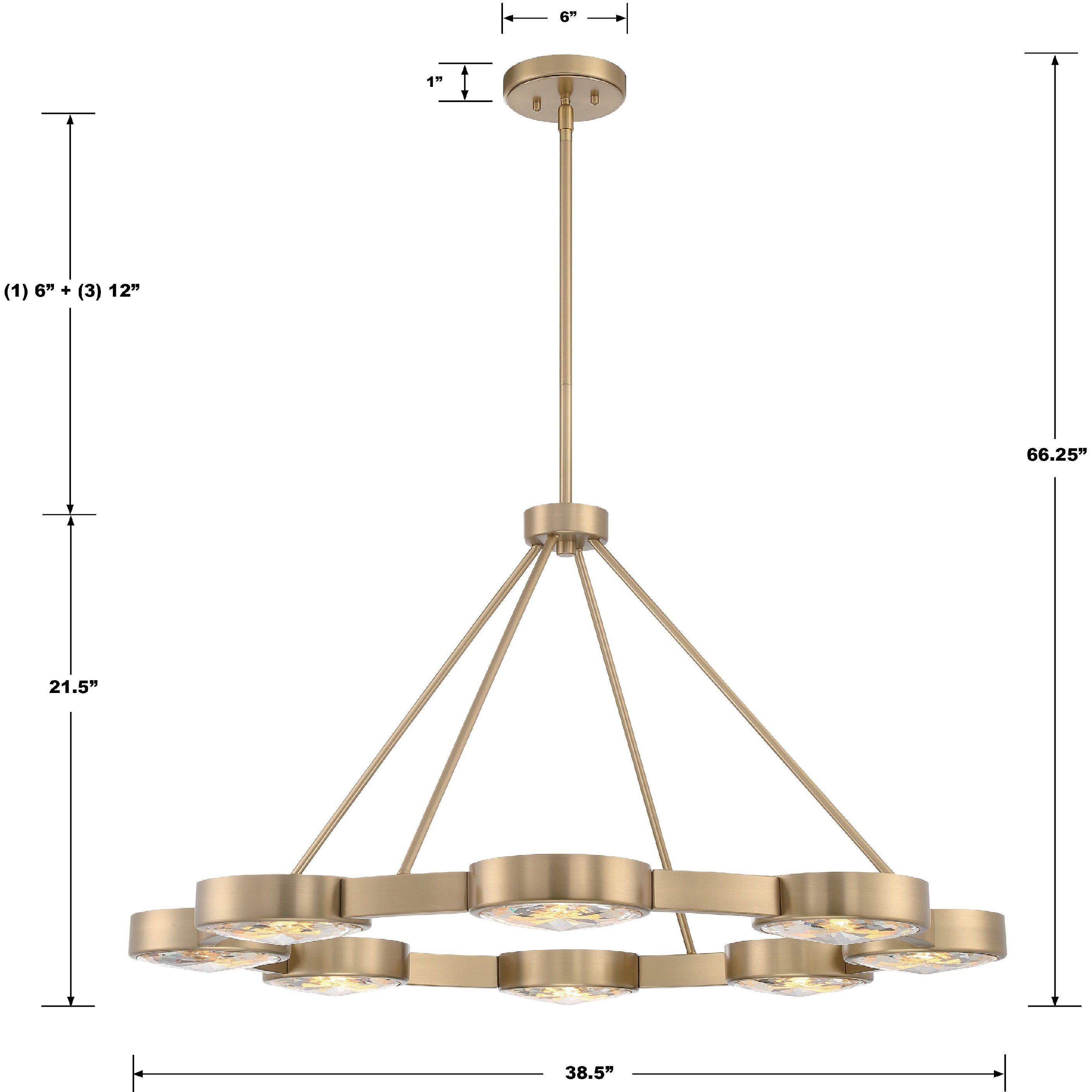 Orson 8 Light 38.5 inch Modern Gold Chandelier Ceiling Light