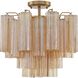 Addis 4 Light 17.75 inch Aged Brass Semi Flush Ceiling Light in Amber