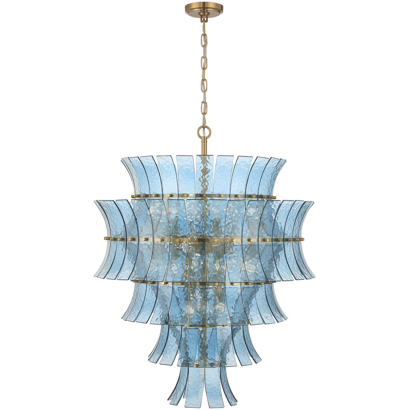 Abigail 21 Light 29.5 inch Aged Brass Chandelier Ceiling Light in Blue
