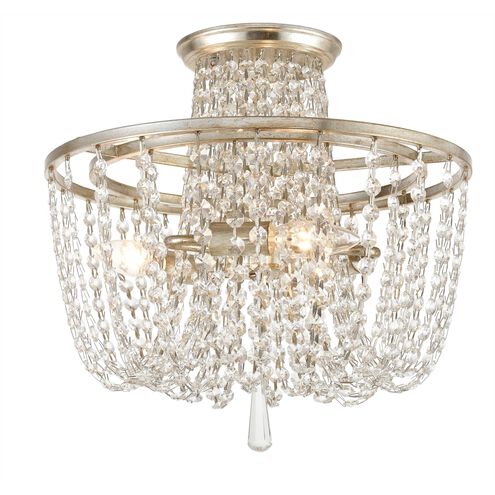 Arcadia 3 Light 15 inch Antique Silver Semi Flush Ceiling Light