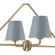 Xavier 6 Light 46 inch Vibrant Gold Linear Chandelier Ceiling Light in Vibrant Gold and Blue