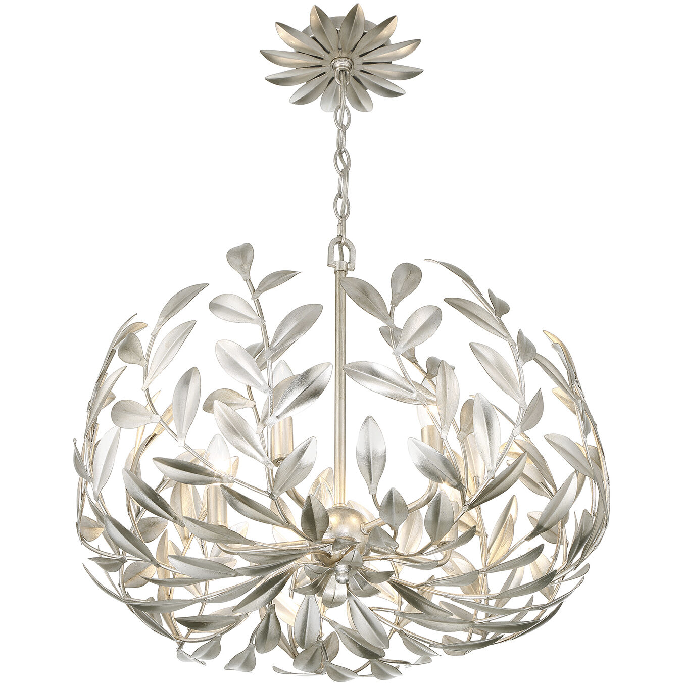 Broche 5 Light 23 inch Antique Silver Chandelier Ceiling Light