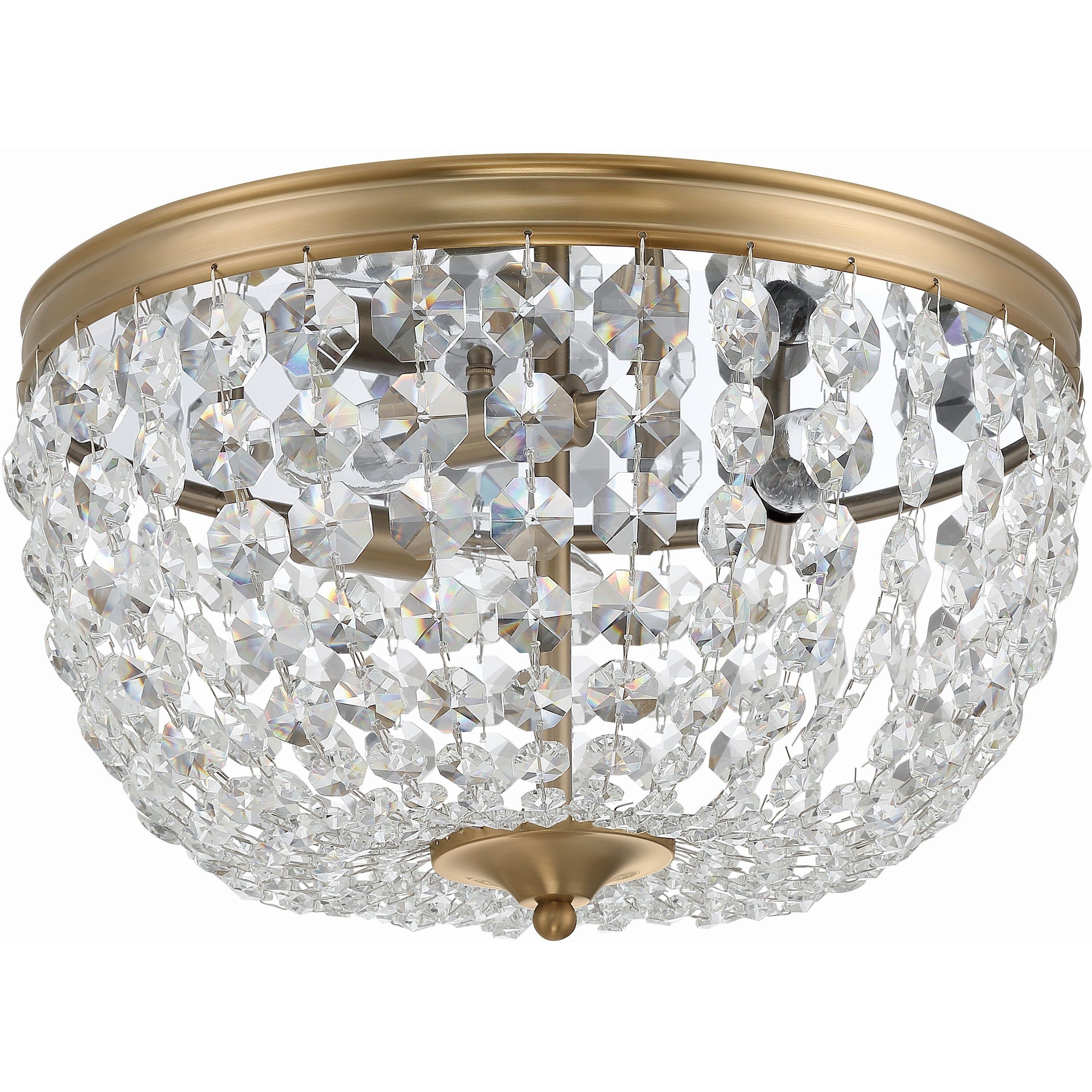 Nola 3 Light 14.25 inch Vibrant Gold Flush Ceiling Light