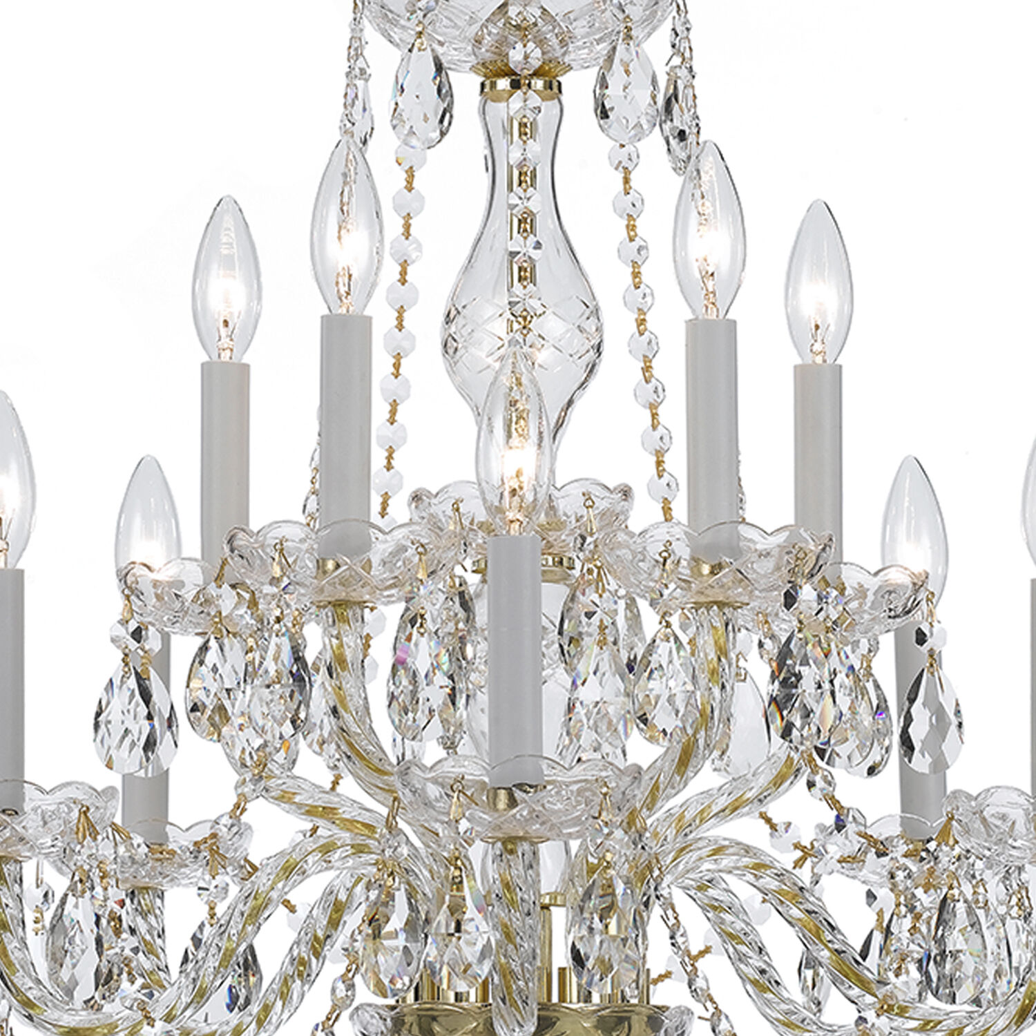 Traditional Crystal 10 Light 23 inch Polished Brass Chandelier Ceiling Light