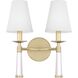 Baxter 2 Light 12 inch Aged Brass Sconce Wall Light