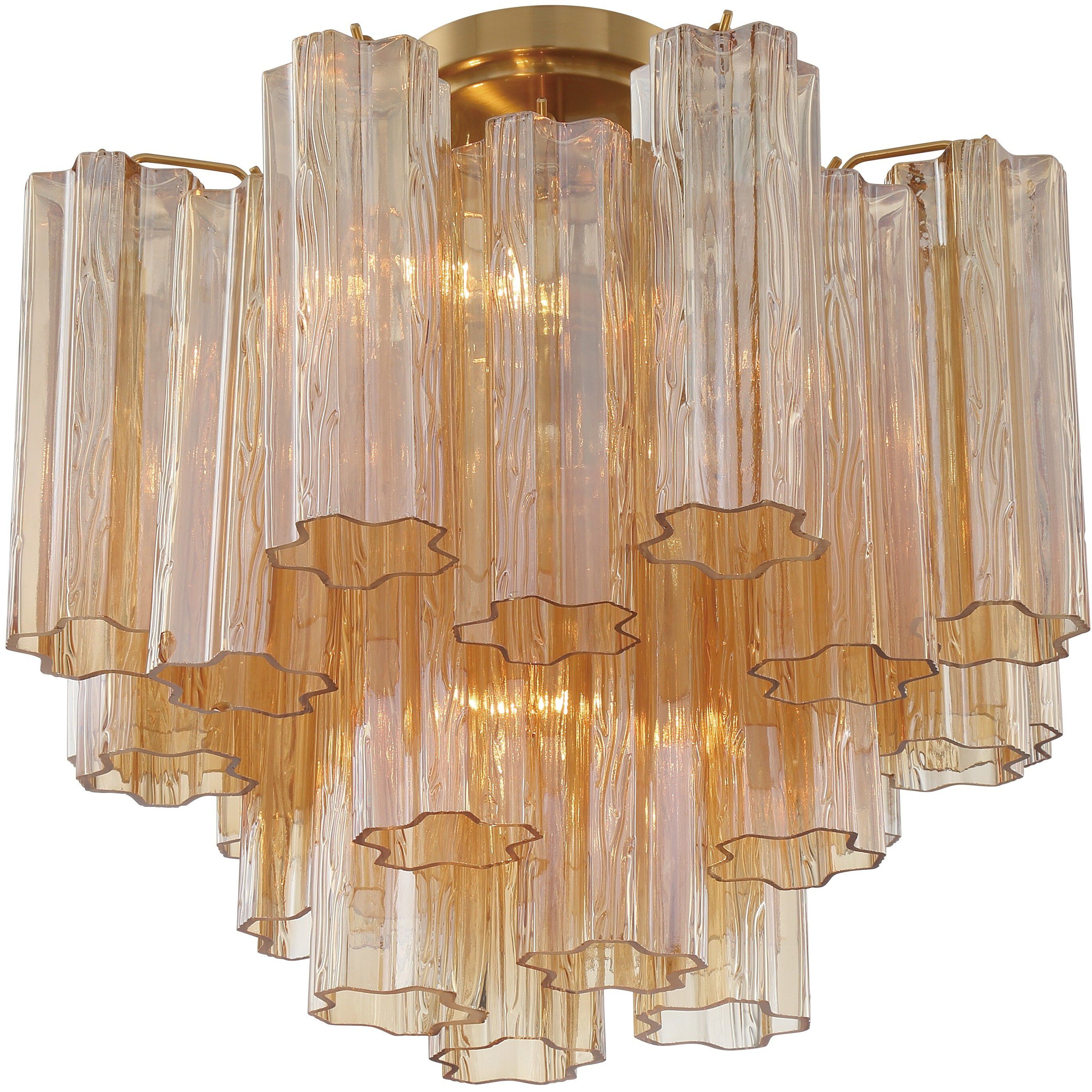 Addis 4 Light 17.75 inch Aged Brass Semi Flush Ceiling Light in Amber