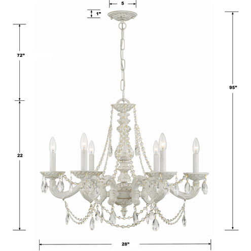 Paris Market 6 Light 28 inch Antique White Chandelier Ceiling Light in Clear Hand Cut
