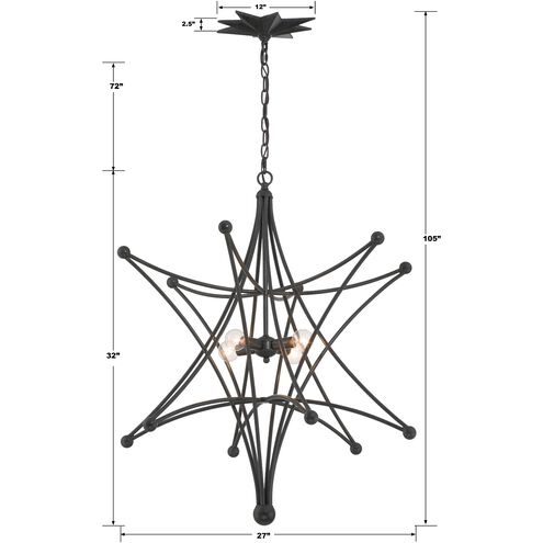 Astro 4 Light 27 inch Black Chandelier Ceiling Light