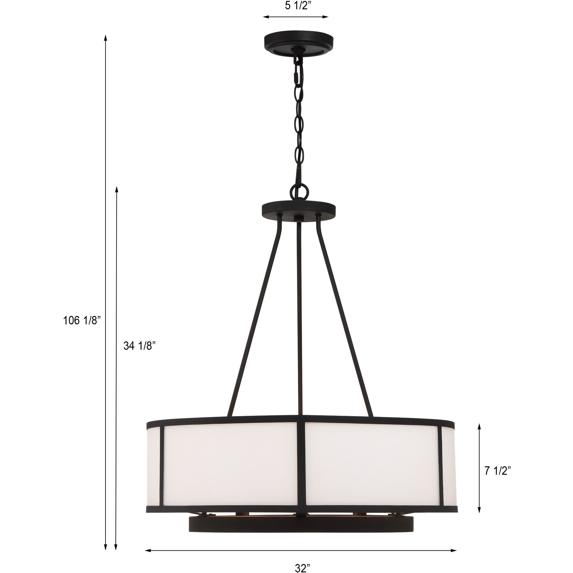 Bryant 8 Light 32 inch Black Forged Chandelier Ceiling Light