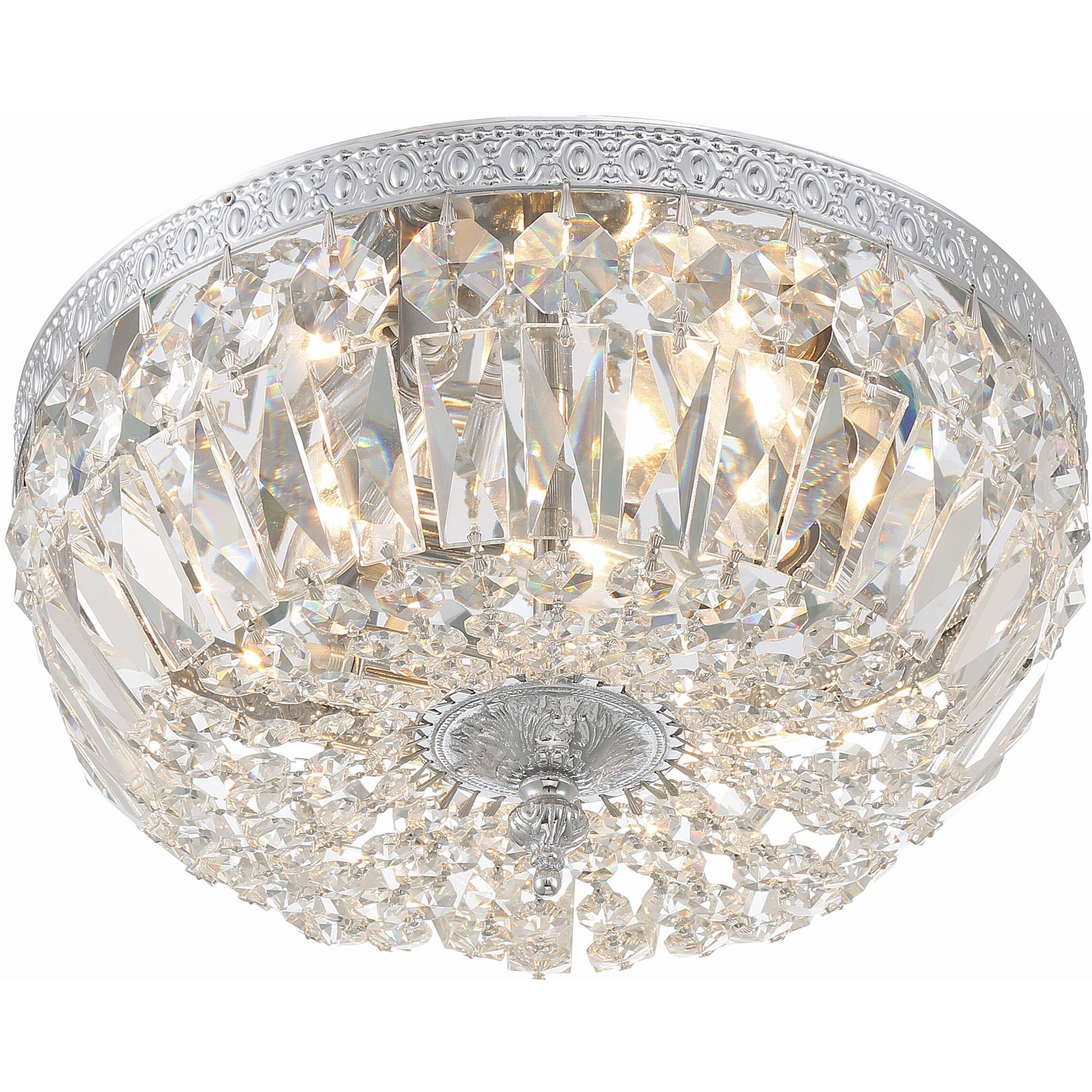 Waltham 3 Light 12 inch Polished Chrome Flush Ceiling Light in Clear Spectra