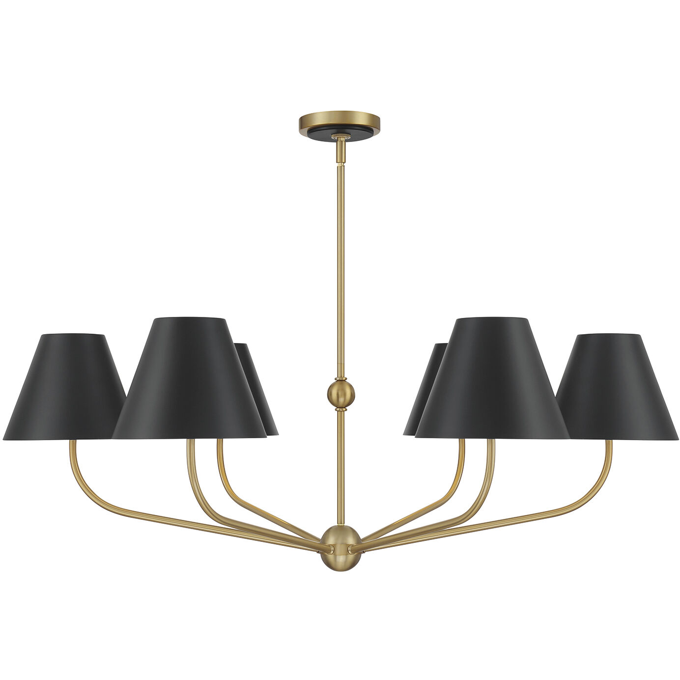 Xavier 6 Light 40 inch Vibrant Gold Chandelier Ceiling Light in Vibrant Gold and Matte Black
