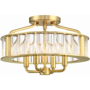 Farris 4 Light 16.5 inch Aged Brass Semi Flush Ceiling Light