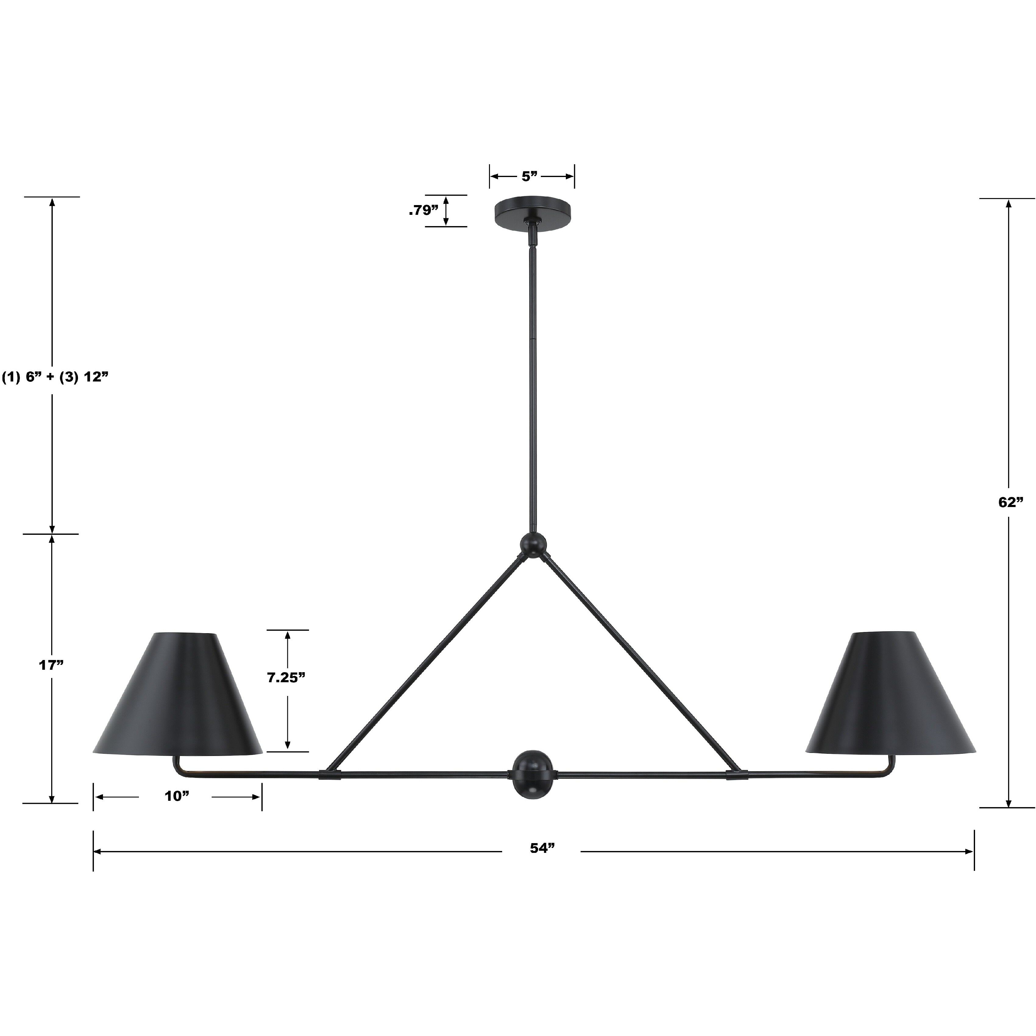 Xavier 4 Light 54 inch Matte Black Chandelier Ceiling Light